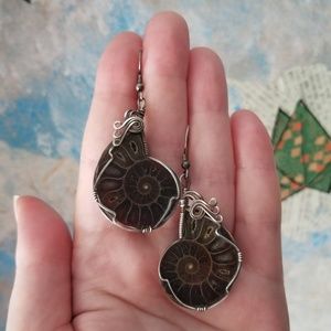 Real fossil ammonites & sterling earrings!